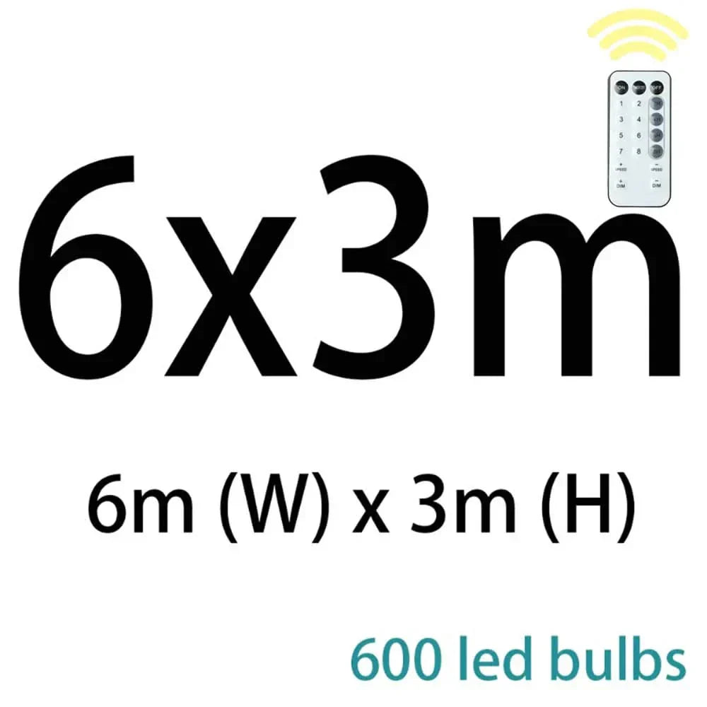 Cortina de Luzes de Fadas LED com Controle Remoto para Natal