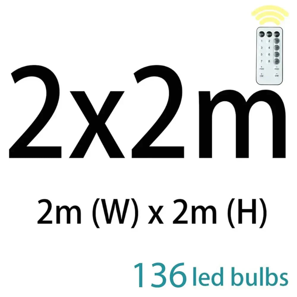 Cortina de Luzes de Fadas LED com Controle Remoto para Natal