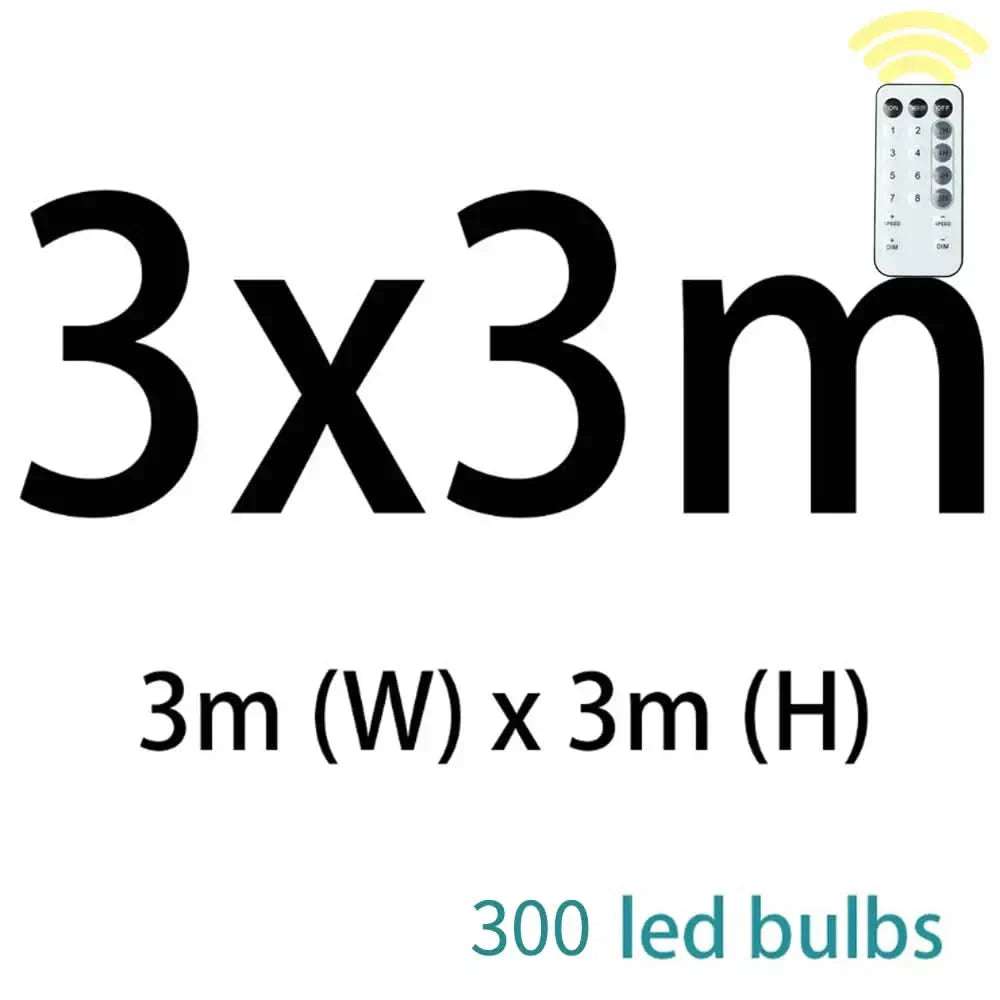 Cortina de Luzes de Fadas LED com Controle Remoto para Natal