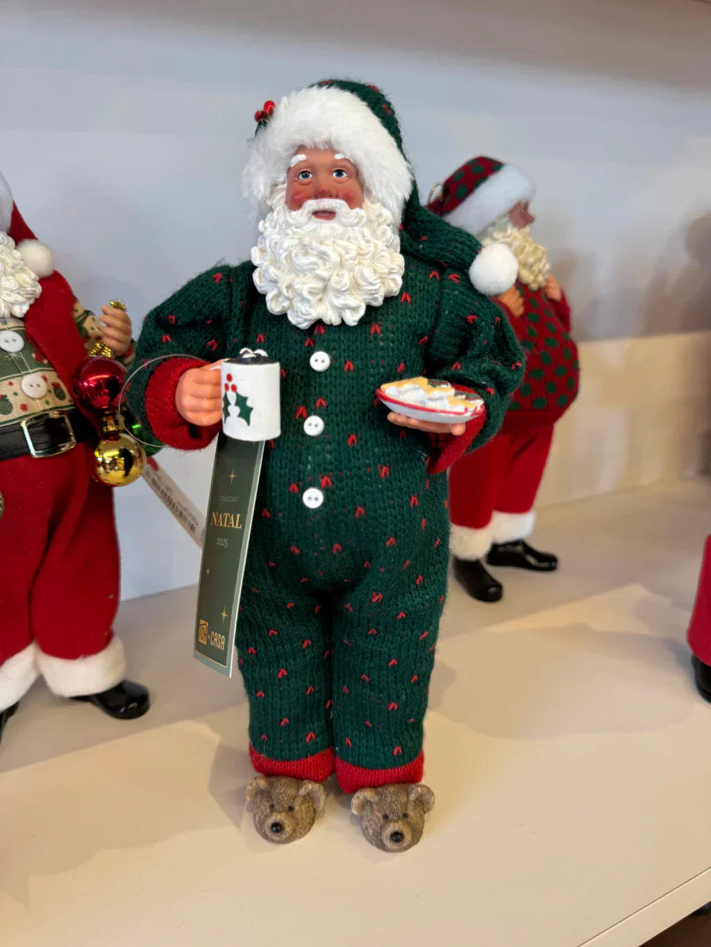 Papai Noel de Pijama - Verde 28cm Colecionável- Pré venda