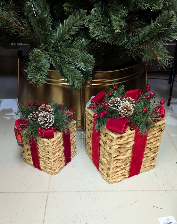 Kit 3 Caixas de Presente Natalinas com Luz de LED